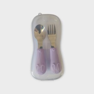 Set de Cucharas y Tenedor con Mango de Silicona - morado